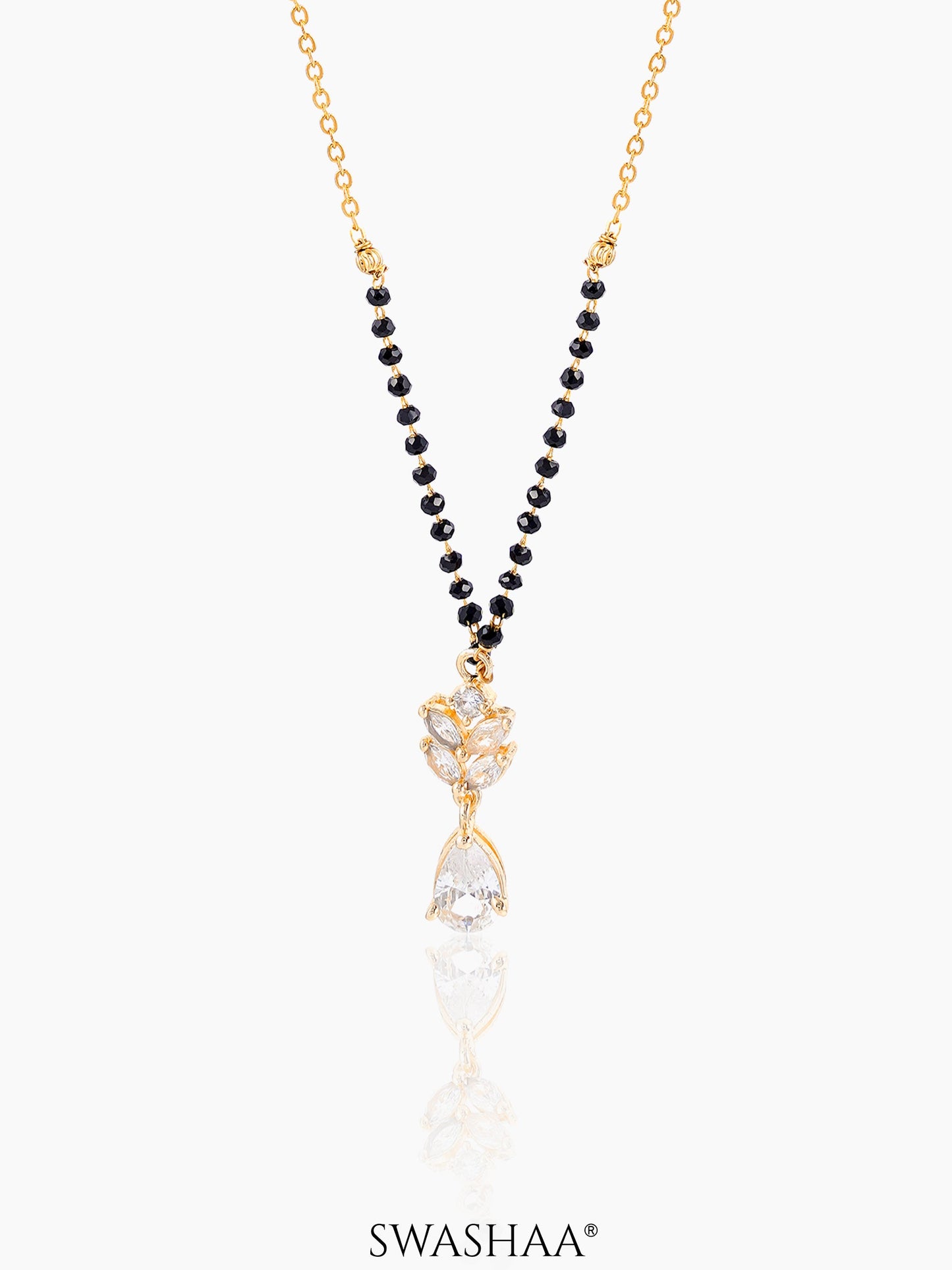 Kasturi Diamond Drop Solitaire 18K Gold Plated Mangalsutra