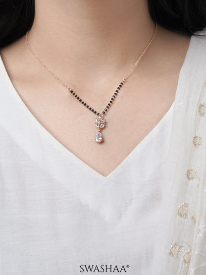 Kasturi Diamond Drop Solitaire Rosegold Plated Mangalsutra