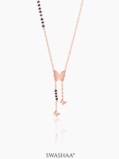 Kavya Butterfly Charm Rosegold Plated Pendant Mangalsutra