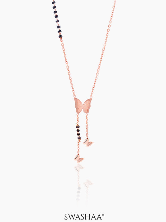 Kavya Butterfly Charm Rosegold Plated Pendant Mangalsutra