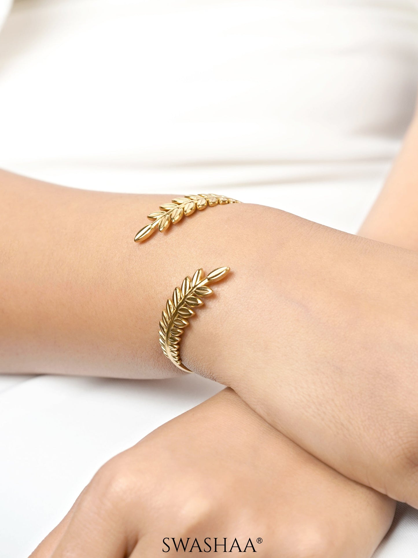 Kelly Double-Sided Leaf 18K Gold Plated Cuff Bracelet