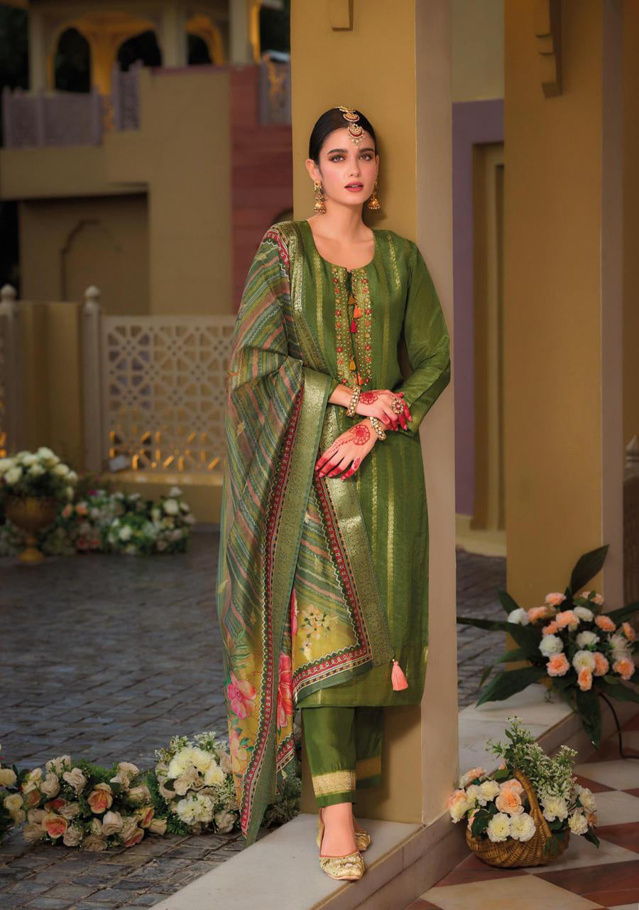 Green Cotton Kurti And Bottom With Digital Printed Dupatta For Women & Girls