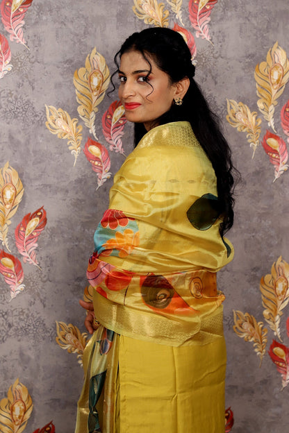 Yellow Kurti With Digital Floral Printed Dupatta For Women & Girls