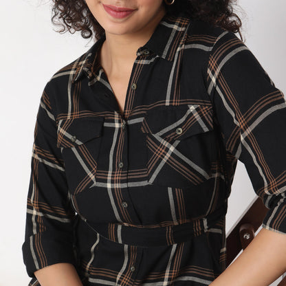 Flare Fit Checkered Top