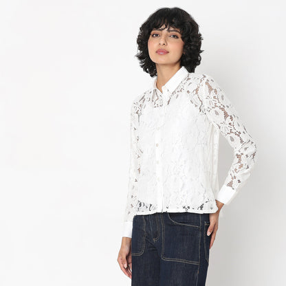 Regular Fit Schiffli Shirt