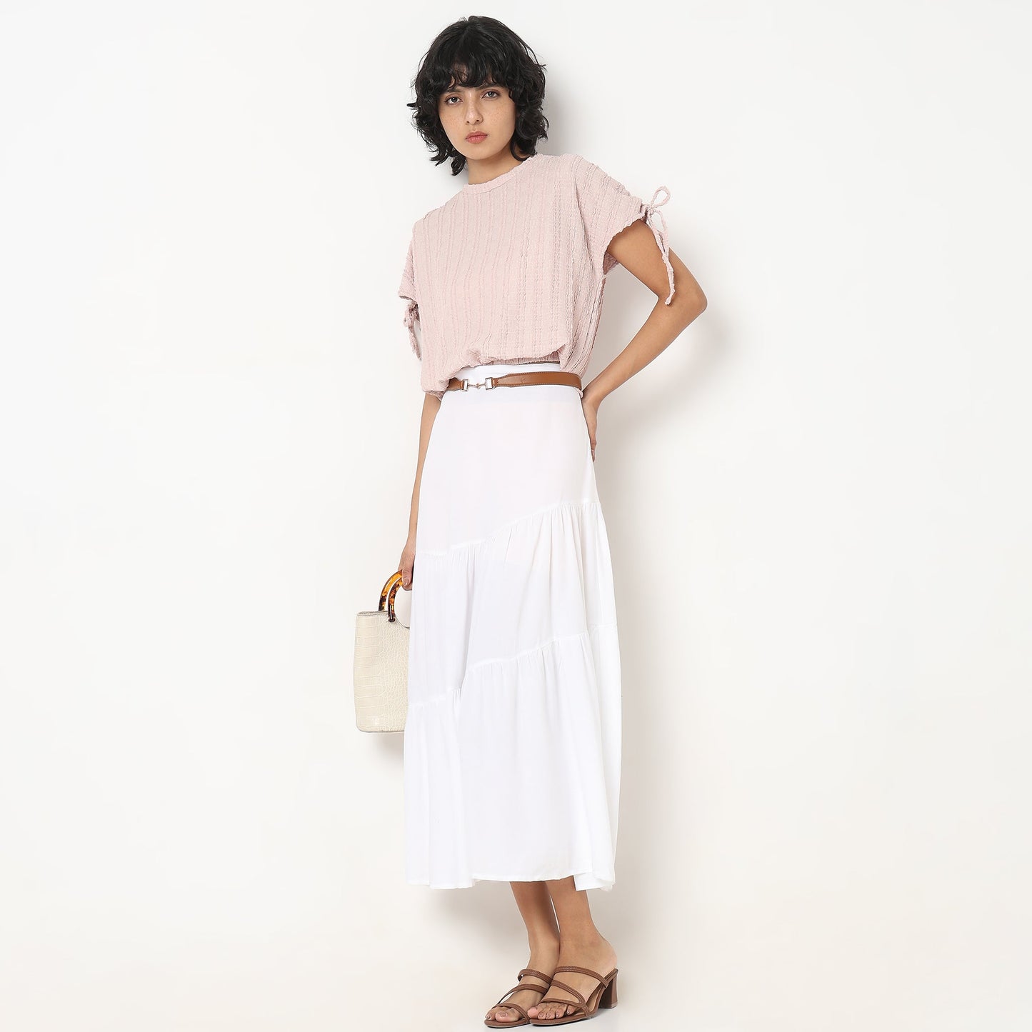 Betty Fashion Dolman Sleeve Top With Extended shoulder With Drawstring Tie Detail