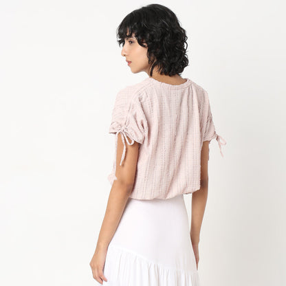 Betty Fashion Dolman Sleeve Top With Extended shoulder With Drawstring Tie Detail