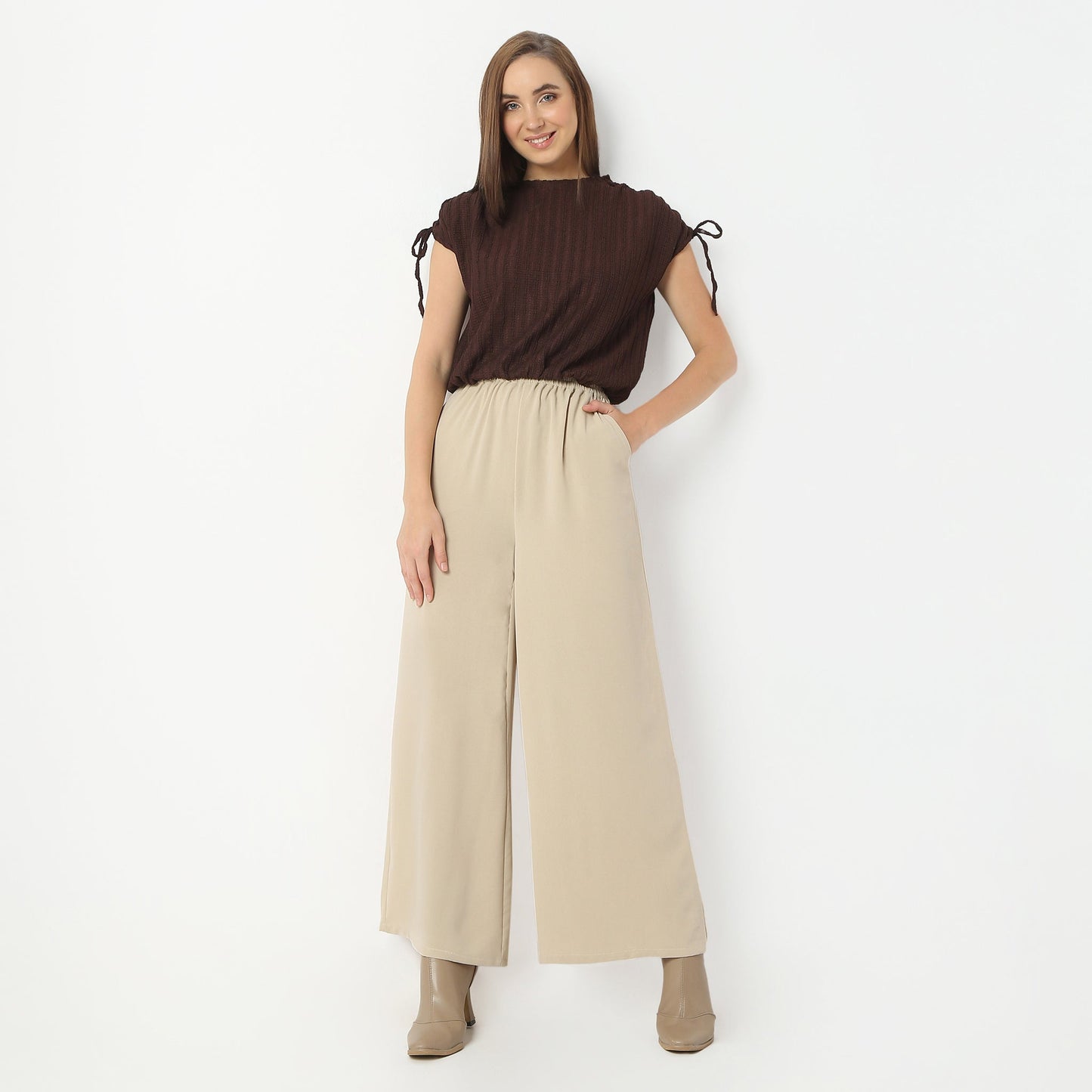 Betty Fashion Dolman Sleeve Top With Extended Shoulder With Drawstring Tie Detail