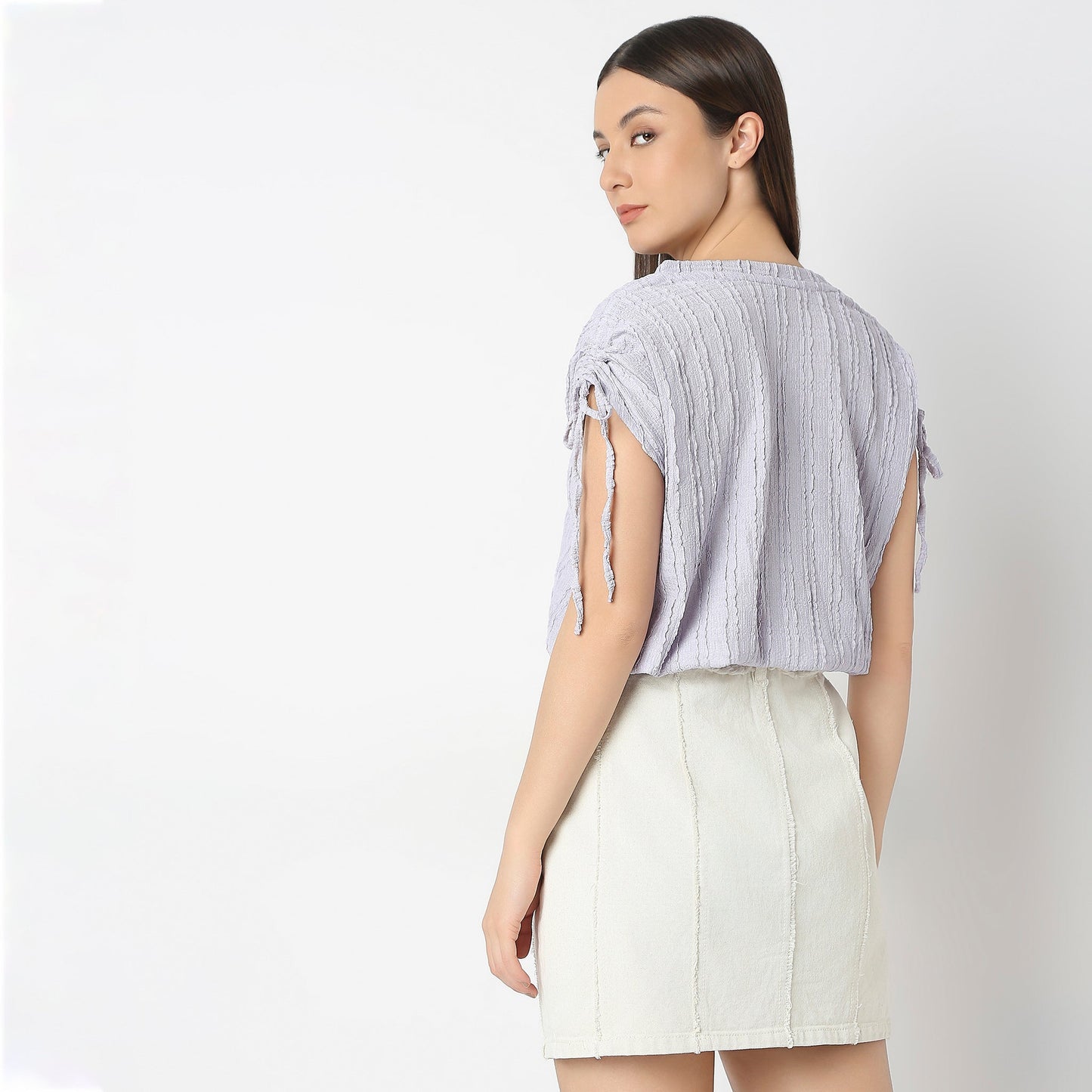 Betty Fashion Dolman Sleeve Top With Extended shoulder With Drawstring Tie Detail
