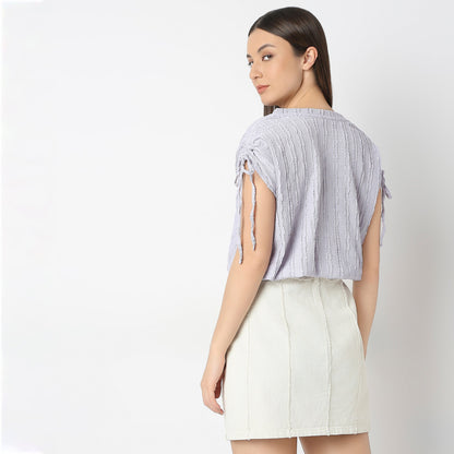 Betty Fashion Dolman Sleeve Top With Extended shoulder With Drawstring Tie Detail