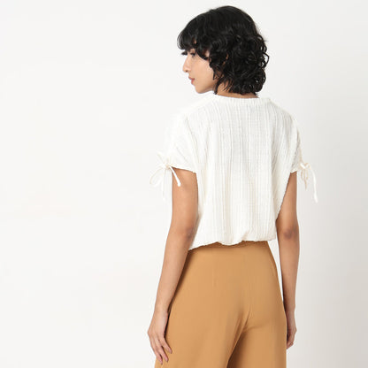 Betty Fashion Dolman Sleeve Top With Extended shoulder With Drawstring Tie Detail