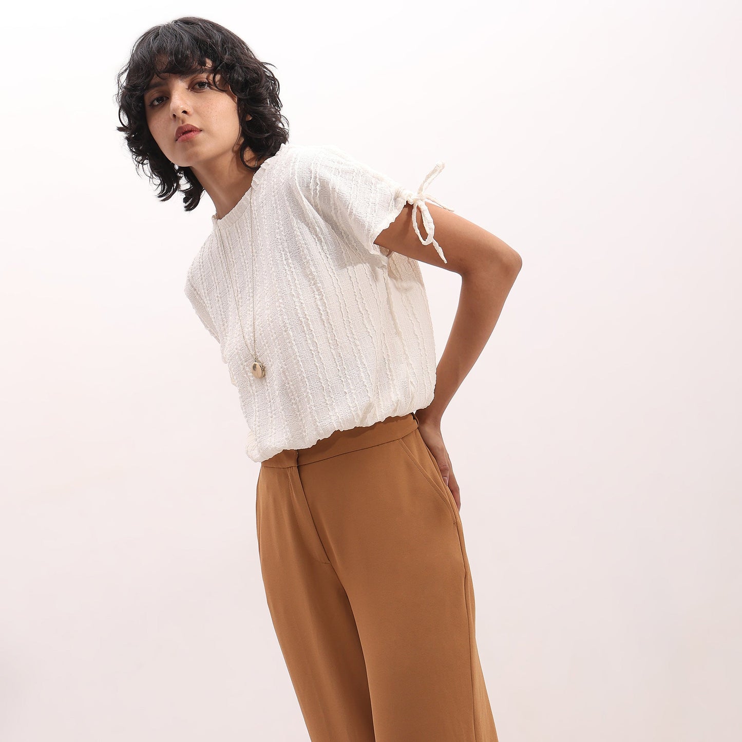 Betty Fashion Dolman Sleeve Top With Extended shoulder With Drawstring Tie Detail