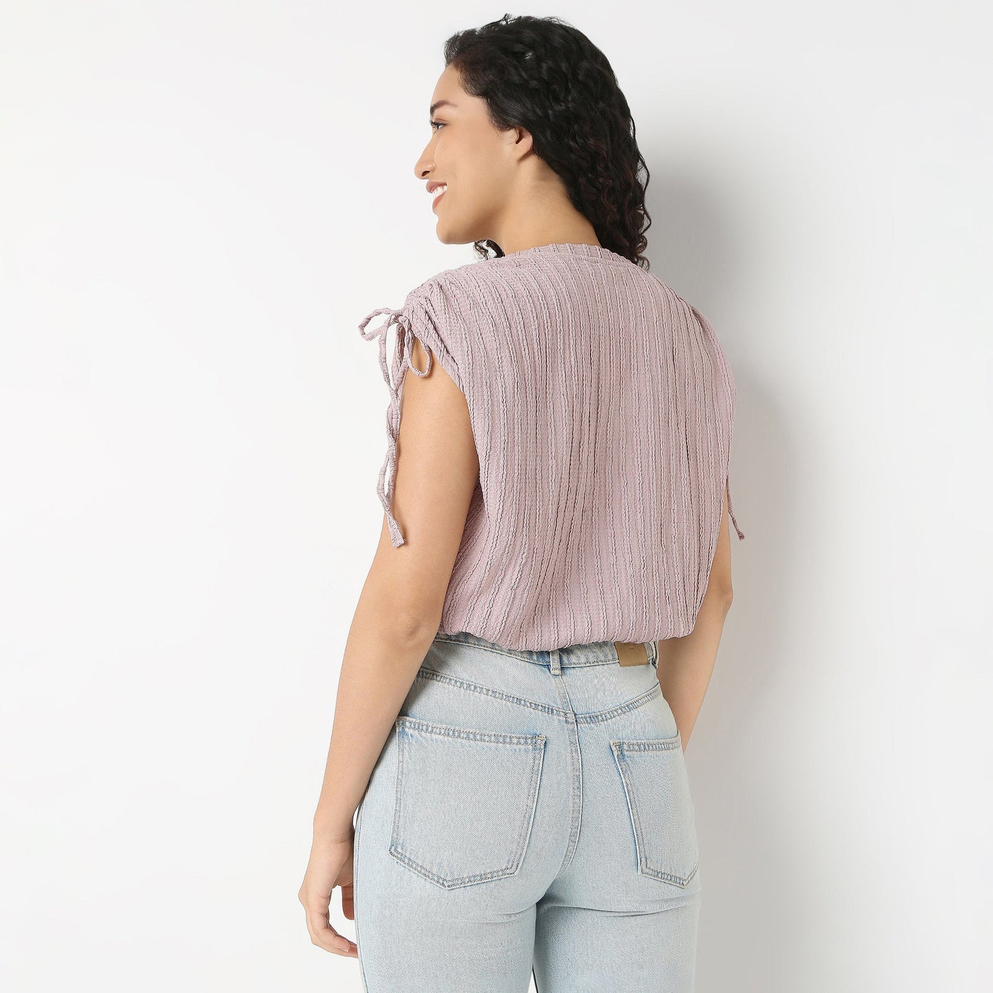 Betty Fashion Dolman Sleeve Top With Extended shoulder With Drawstring Tie Detail