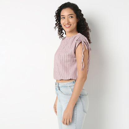 Betty Fashion Dolman Sleeve Top With Extended shoulder With Drawstring Tie Detail