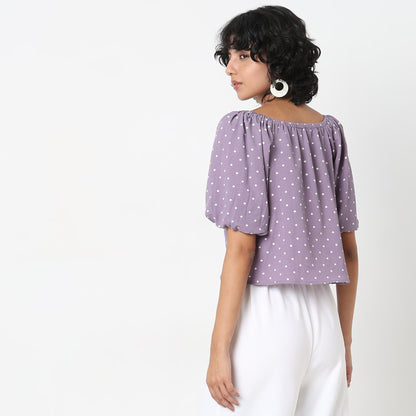 Regular Fit Polka Dot Top