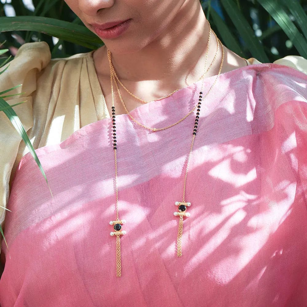 Lariat Wrap Silver 92.5 Mangalsutra Necklace