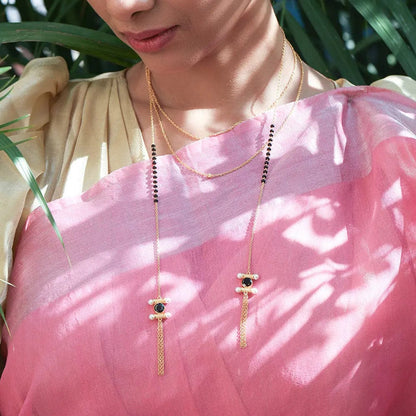Lariat Wrap Silver 92.5 Mangalsutra Necklace