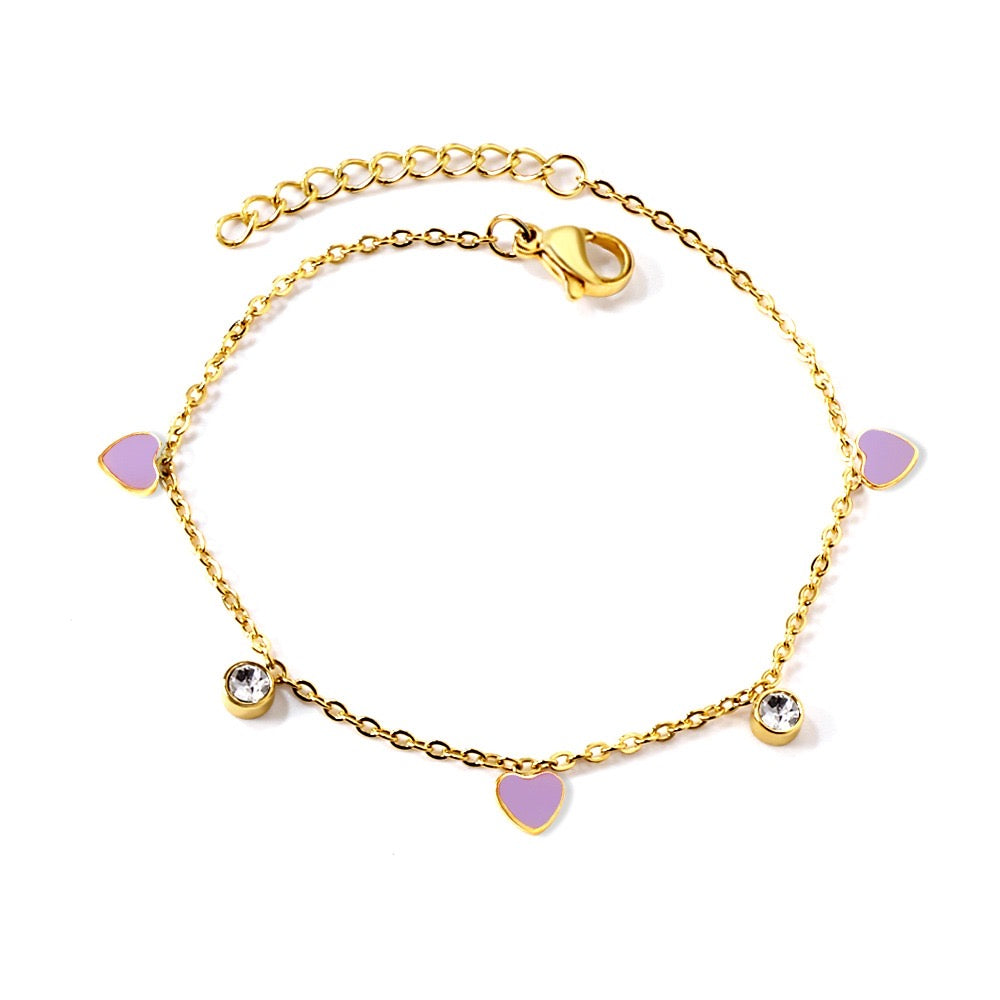 Lavender Heart 18K Gold Plated Children's Bracelet - Twisty Locks  - Kids and Women Hair Accessories, Fashion Clothing and Jewellery India