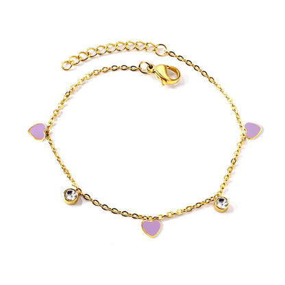Lavender Heart 18K Gold Plated Children's Bracelet - Twisty Locks  - Kids and Women Hair Accessories, Fashion Clothing and Jewellery India