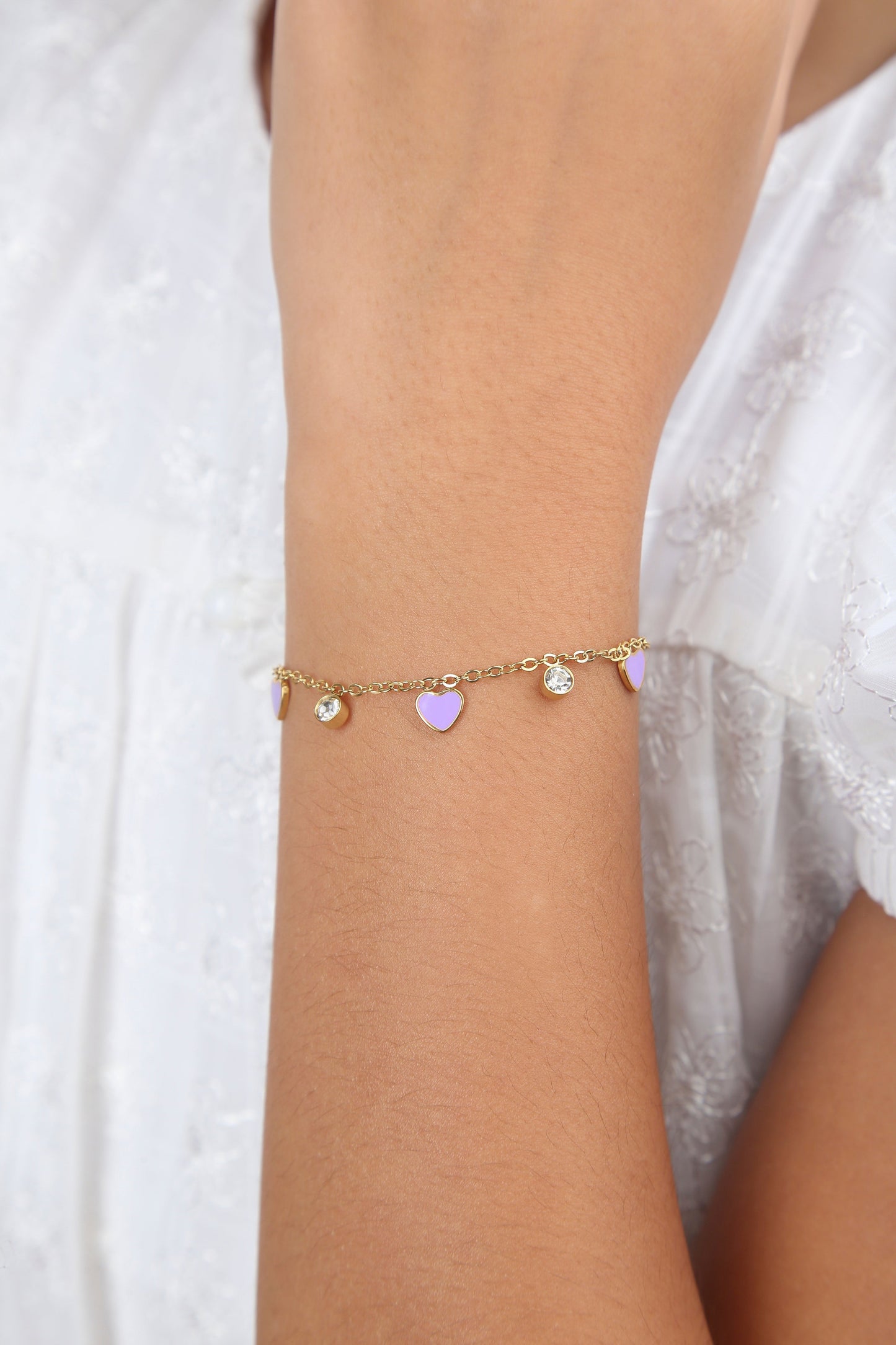 Lavender Heart 18K Gold Plated Children's Bracelet - Twisty Locks  - Kids and Women Hair Accessories, Fashion Clothing and Jewellery India