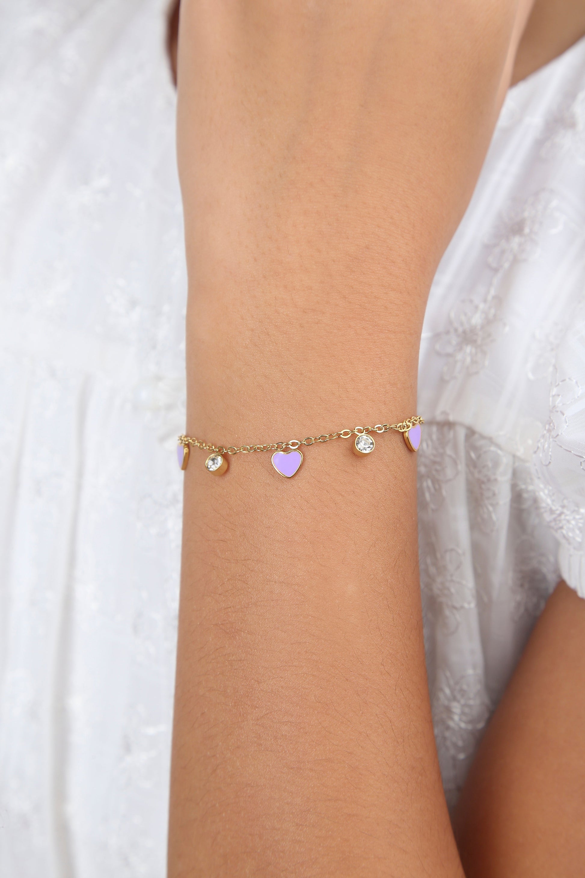Lavender Heart 18K Gold Plated Children's Bracelet - Twisty Locks  - Kids and Women Hair Accessories, Fashion Clothing and Jewellery India
