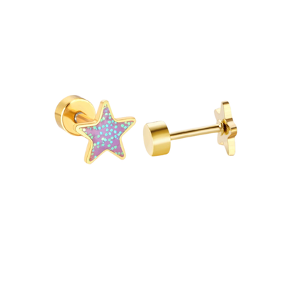 Lavender Star 18K Gold Plated Children's Earrings - Twisty Locks  - Kids and Women Hair Accessories, Fashion Clothing and Jewellery India