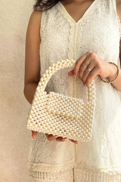 AMYRA - Lenora Pearl handbag - Off-white