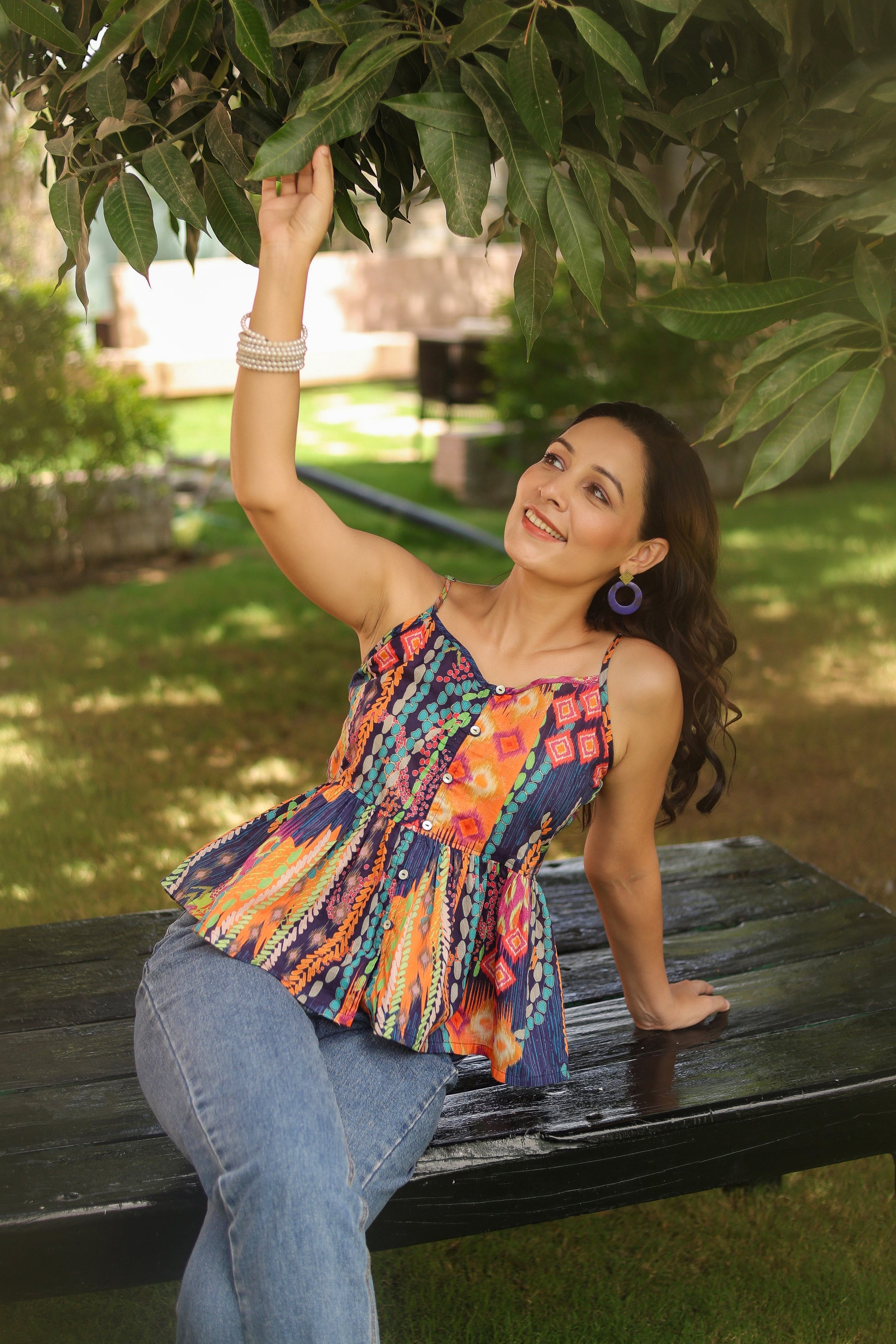 Lightweight cotton peplum blouse