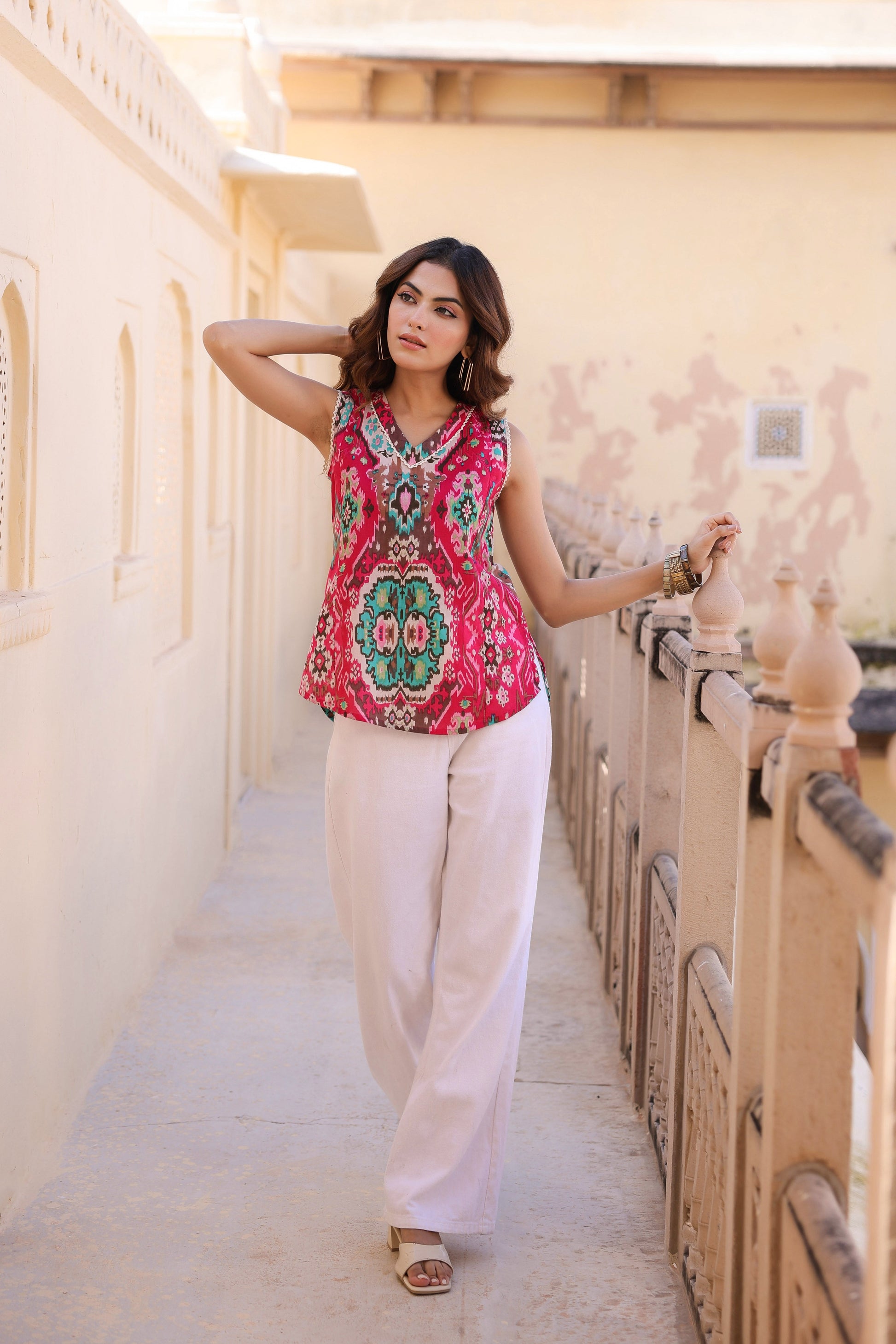 Lightweight ethnic motif fashion top