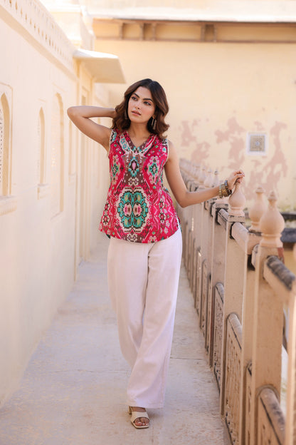 Lightweight ethnic motif fashion top