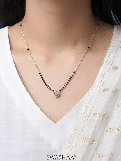 Lisa Circular Diamonds Rosegold Plated Pendant Mangalsutra
