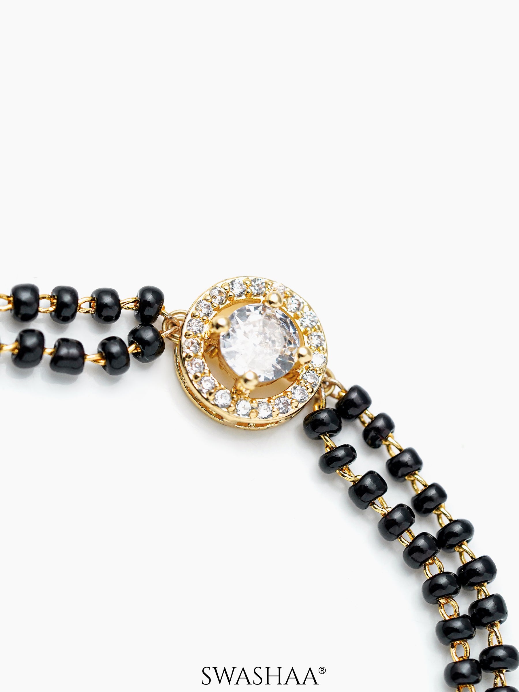 Lisa Diamond Solitaire 18K Gold Beaded Layered Plated Mangalsutra Bracelet