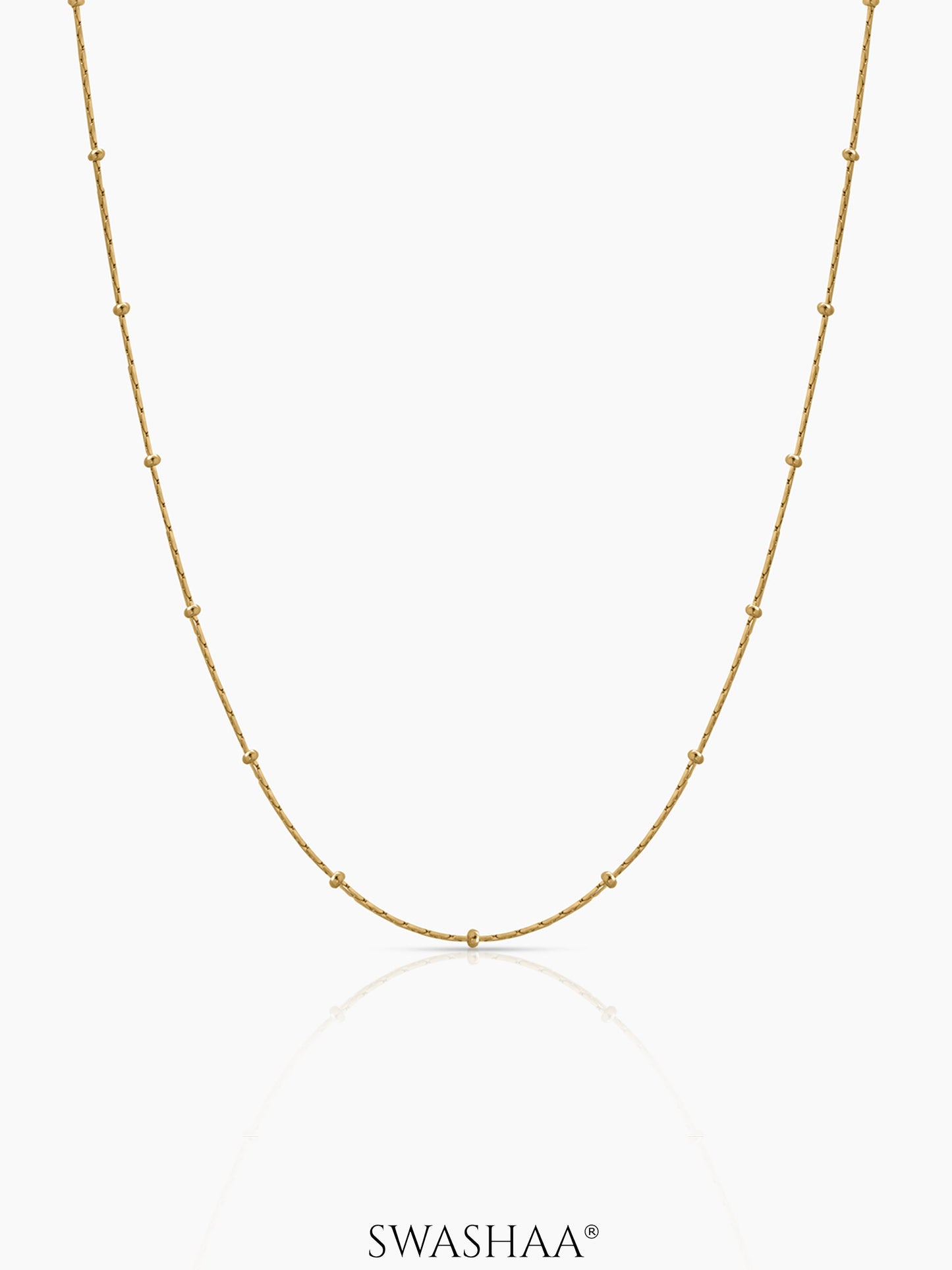 Liva Delicate Chain With Small Evenly Spaced Bead Accents 18K Gold Plated Chain
