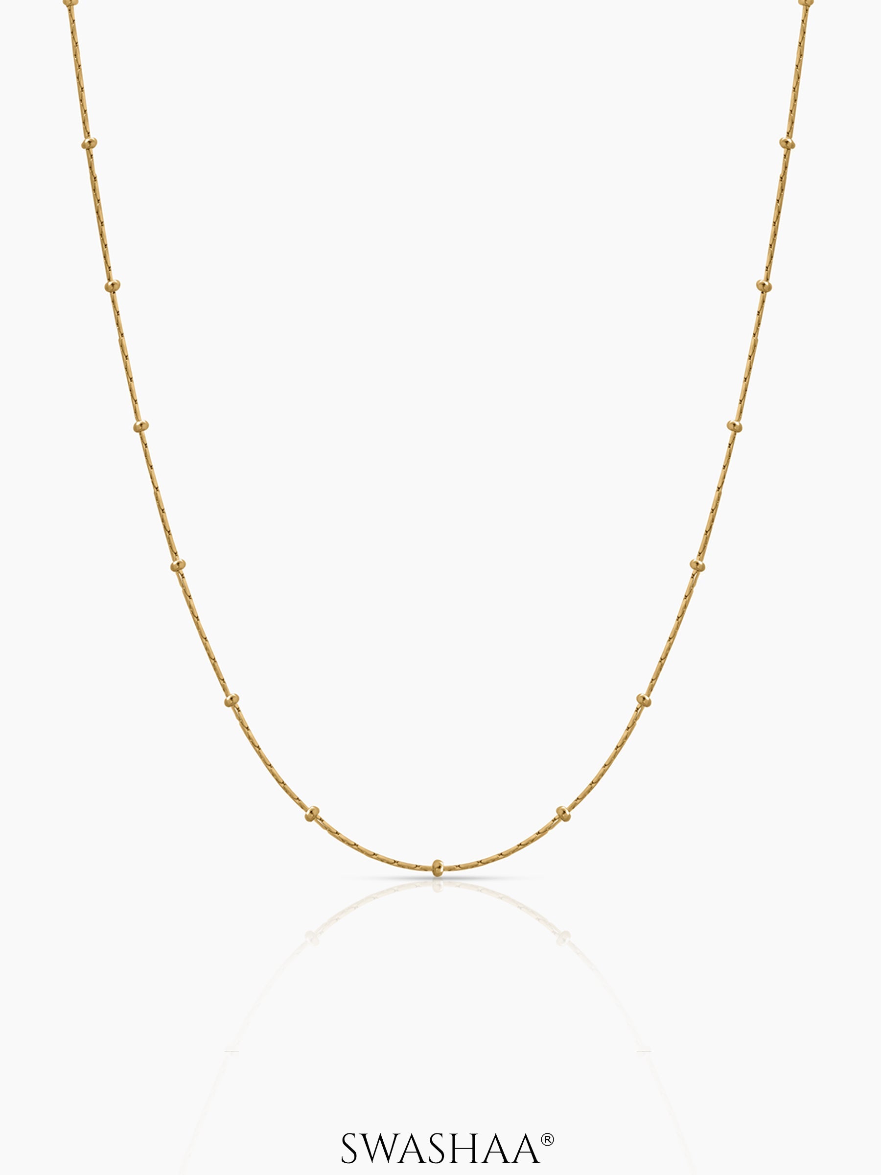 Liva Delicate Chain With Small Evenly Spaced Bead Accents 18K Gold Plated Chain