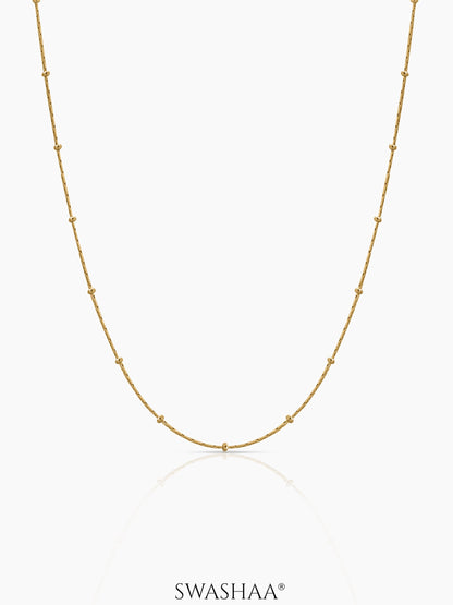 Liva Delicate Chain With Small Evenly Spaced Bead Accents 18K Gold Plated Chain