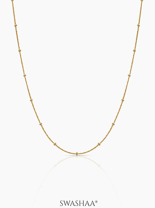 Liva Delicate Chain With Small Evenly Spaced Bead Accents 18K Gold Plated Chain
