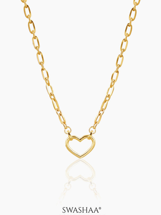 Luba Link Heart Charm 18K Gold Plated Necklace