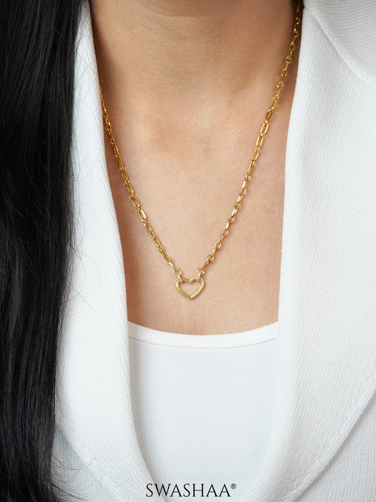 Luba Link Heart Charm 18K Gold Plated Necklace