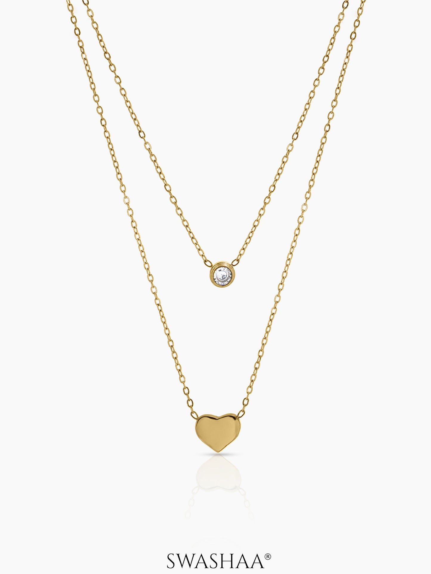 Lureva Diamond Heart Layered Necklace - Swashaa