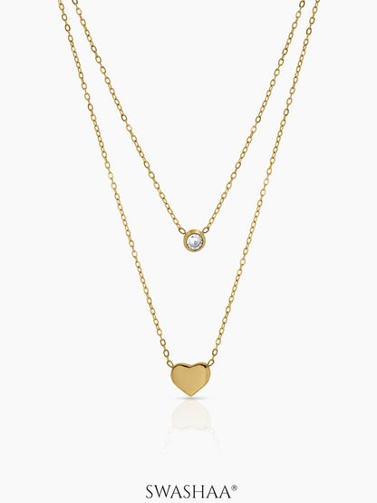 Lureva Diamond Heart Layered Necklace - Swashaa