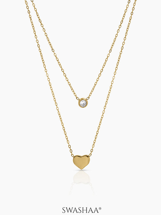 Lureva Diamond Heart Layered Necklace - Swashaa