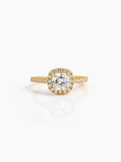 Lureza Solitaire Halo 18K Gold Plated Women's Ring - Swashaa
