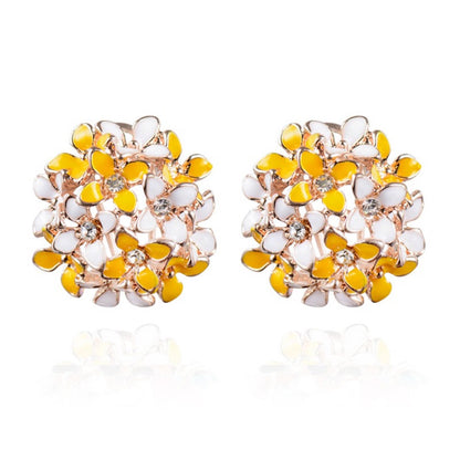 Crystal Four Leaf Clover Stud Earrings, Copper Tops Earrings for Women and Girls