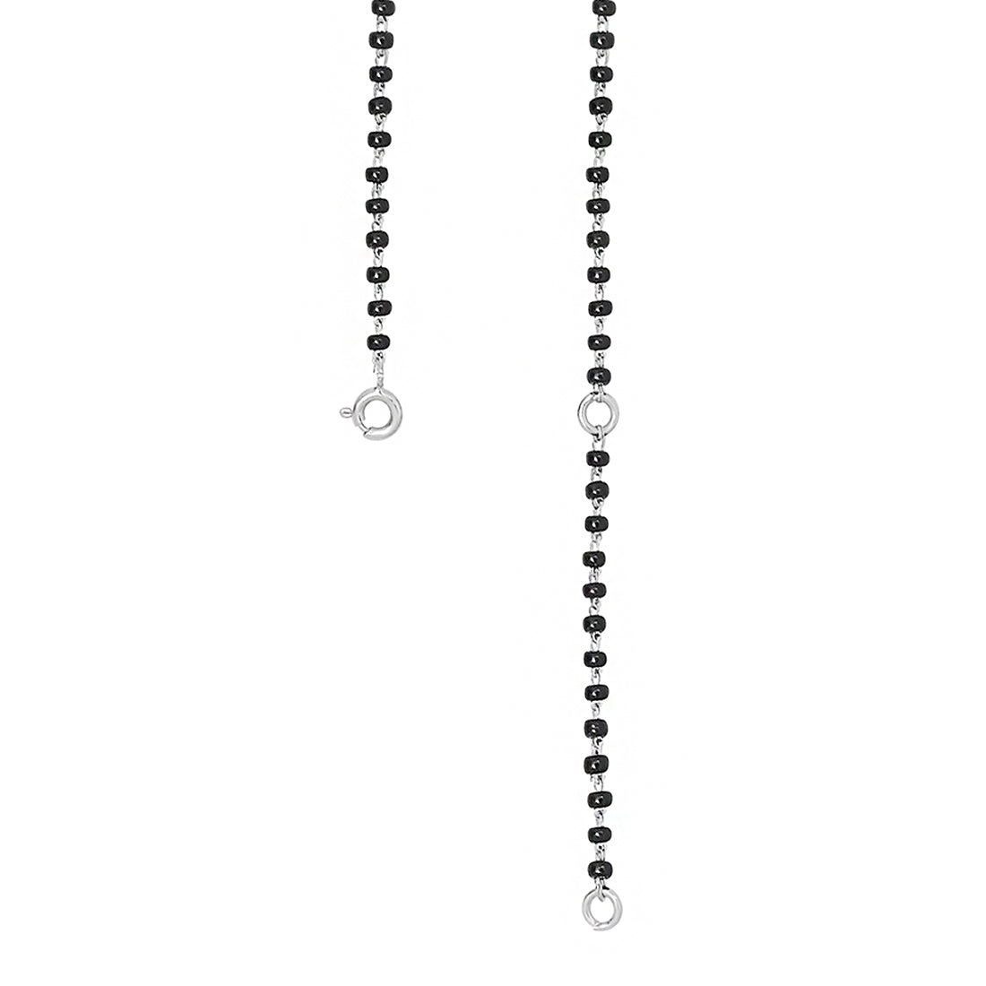925 Sterling Silver mangalsutra necklace chain for women showing black beads & clasp – Zavya