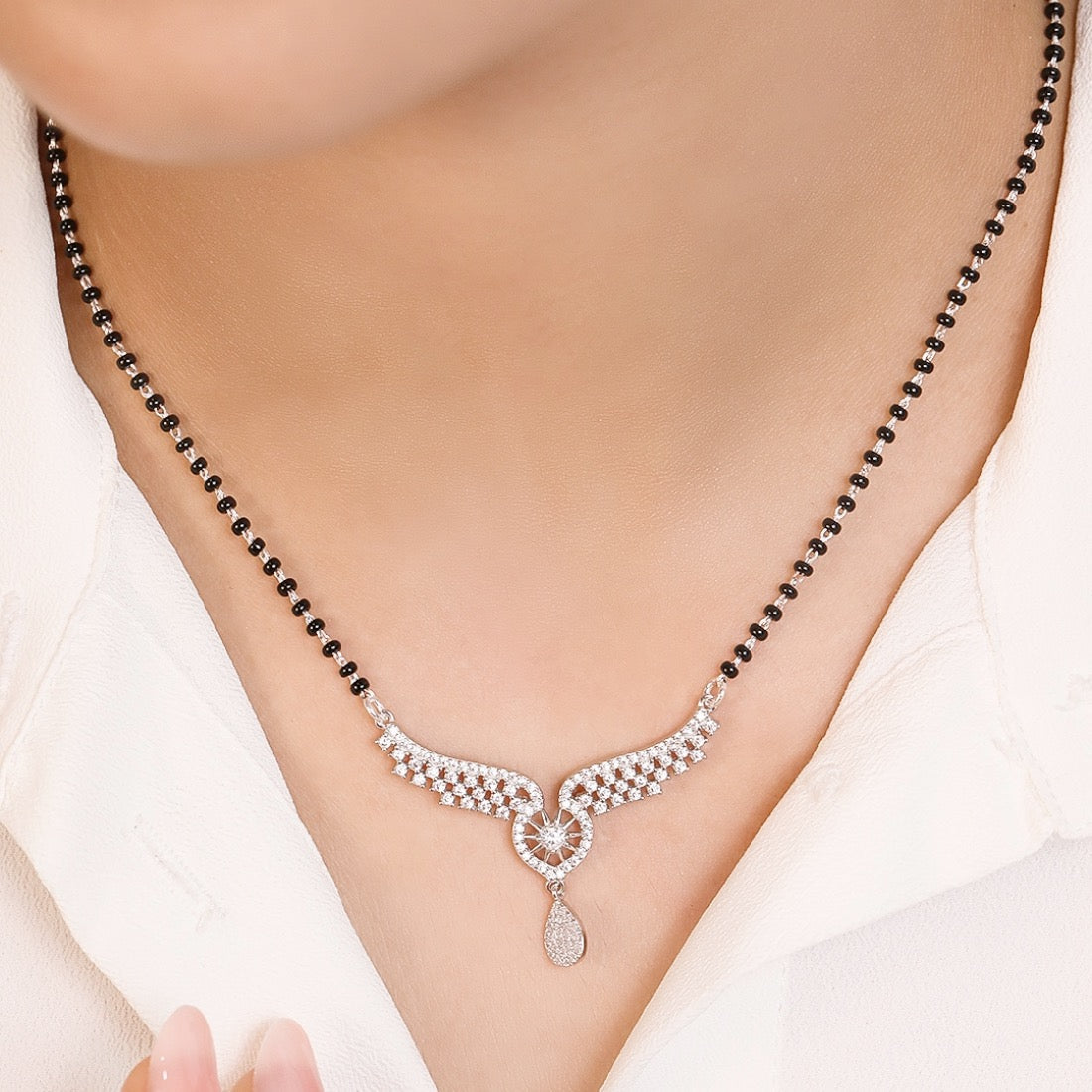 925 Sterling Silver Angel Wings 925 Silver Mangalsutra for Women – Zavya