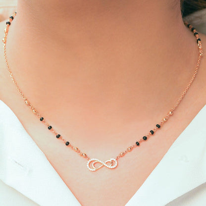 Rosy Infinity CZ Rose Gold-Plated 925 Sterling Silver Mangalsutra