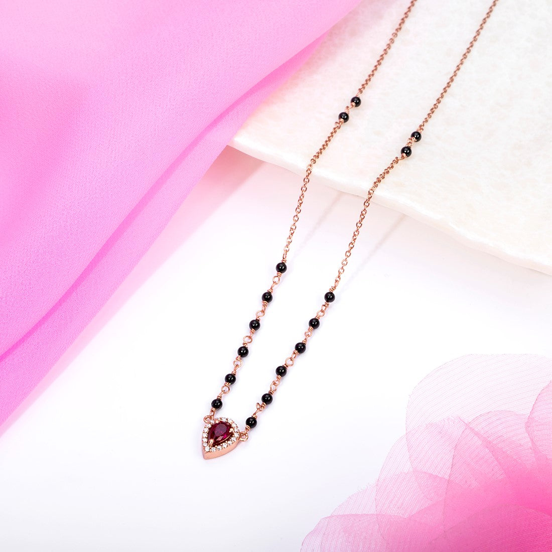 Blushing Vows Rose Gold-Plated 925 Sterling Silver CZ Mangalsutra