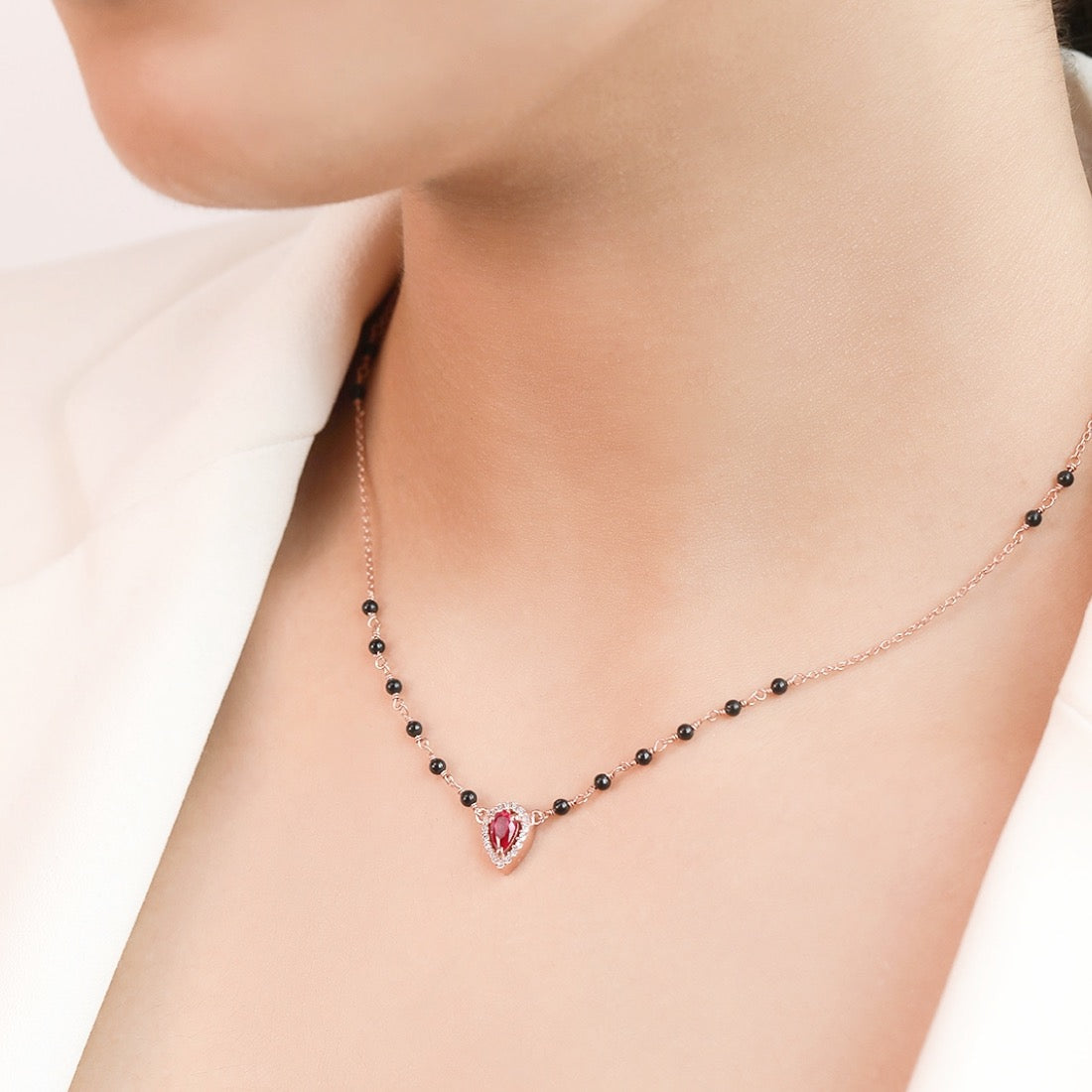 Blushing Vows Rose Gold-Plated 925 Sterling Silver CZ Mangalsutra