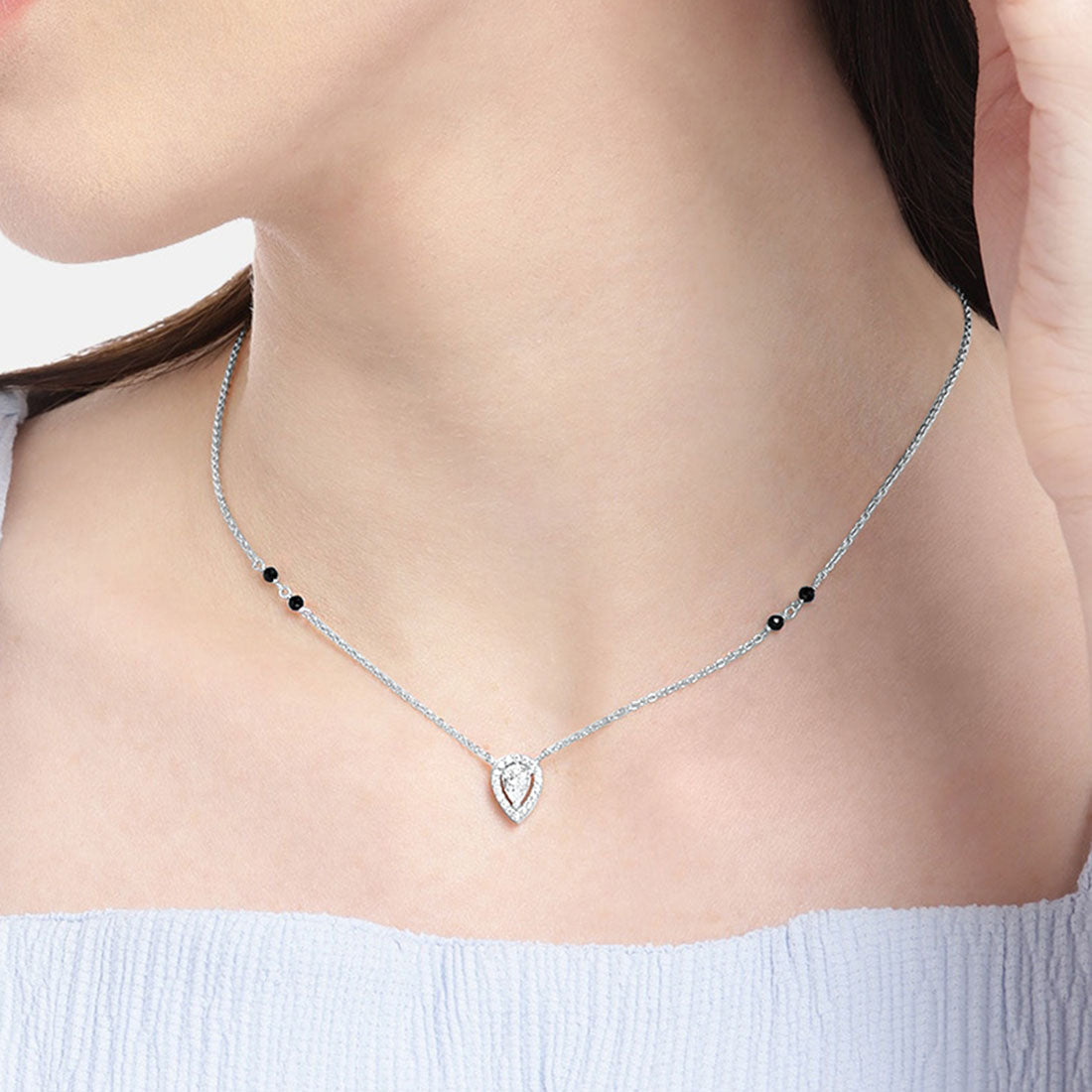 Radiant Vows CZ Rhodium-Plated 925 Sterling Silver Mangalsutra