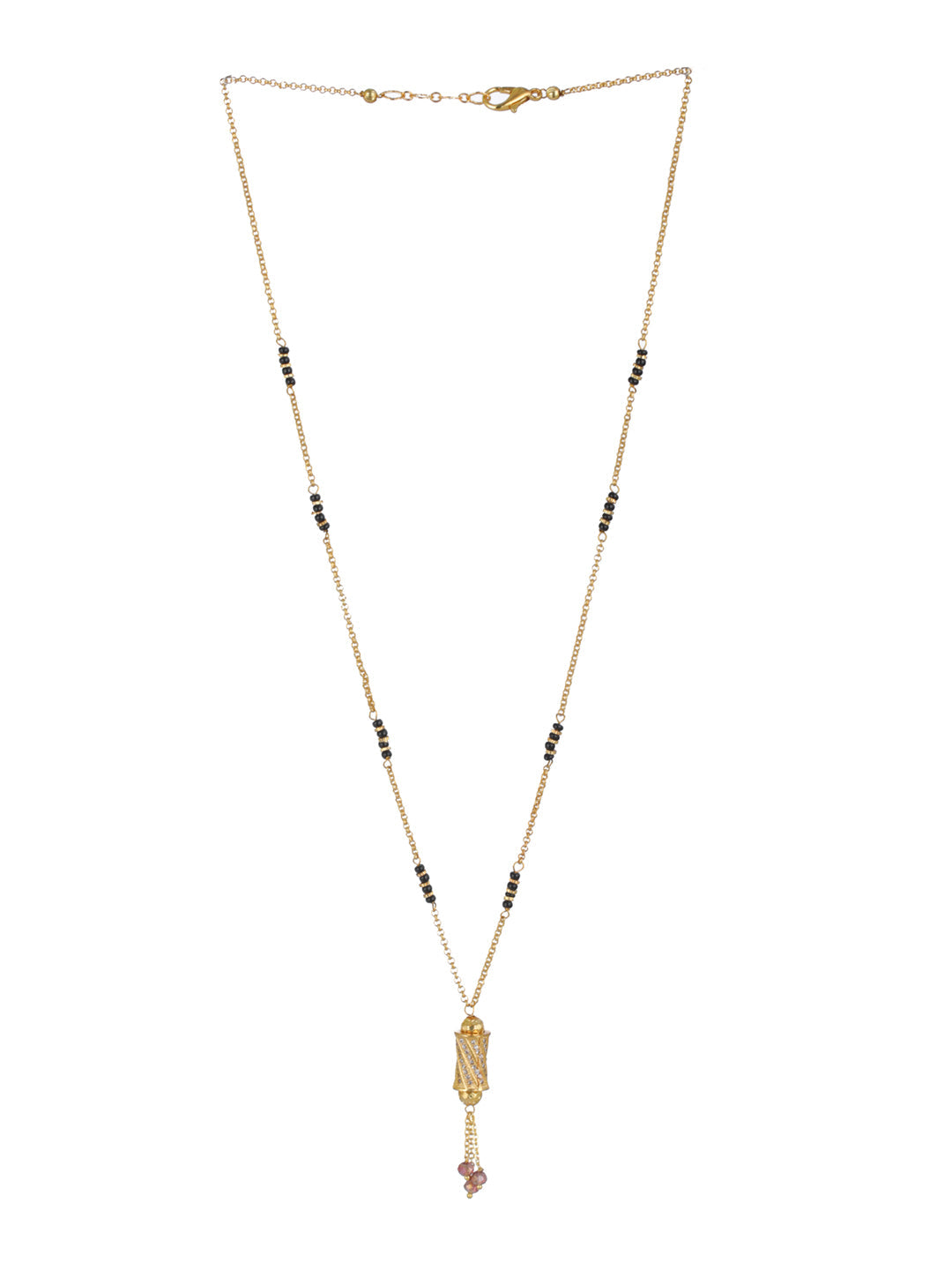 Priyaasi Geometric AD Black Bead Gold-Plated Mangalsutra
